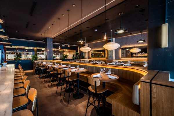 Inside the New Boqueria, an Abstract Spanish Stunner With Glowing Banquettes
